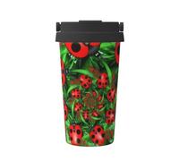 hhxvcv Red Ladybug Print Carry Insulated Coffee Mug - Double-Layer Insulation for Hot & Cold Drinks, Travel, in-Vehicle Use