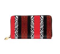 hhxvcv Red Leopard and Zebra Animal Print Leather Wallet for Women â€“ Long Clutch & Thin Bifold Checkbook Wallet, Lightweight & Fashion