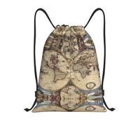 hhxvcv S Drawstring Ancient Map World Globe Print Bags Backpack Lightweight