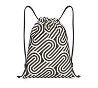 hhxvcv S Drawstring Black curved texture Print Bags Backpack Lightweight