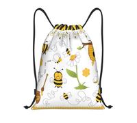hhxvcv S Drawstring Flying Bees Daisy Honey Print Bags Backpack Lightweight