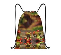 hhxvcv S Drawstring Funny Green Frogs Print Bags Backpack Lightweight