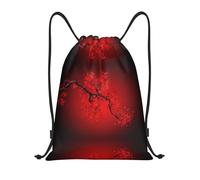 hhxvcv S Drawstring Red Cherry Blossom Print Bags Backpack Lightweight