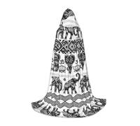 hhxvcv S Halloween Hooded Cape â€“ Bohemian Elephant Pattern Print Comfortable Masquerade Party Costume for Christmas, Carnival