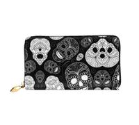 hhxvcv Skull Head Print Leather Wallet for Women â€“ Long Clutch & Thin Bifold Checkbook Wallet, Lightweight & Fashion