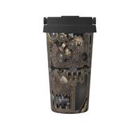 hhxvcv Steampunk Mechanical Gears Print Carry Insulated Coffee Mug â€“ Double-Layer Insulation for Hot & Cold Drinks, Travel, in-Vehicle Use