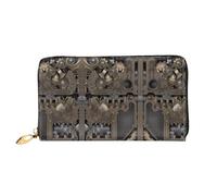 hhxvcv Steampunk Mechanical Gears Print Leather Wallet for Women â€“ Long Clutch & Thin Bifold Checkbook Wallet, Lightweight & Fashion
