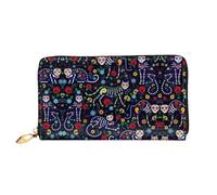 hhxvcv Sugar Horror Skull Print Leather Wallet for Women â€“ Long Clutch & Thin Bifold Checkbook Wallet, Lightweight & Fashion