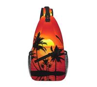 hhxvcv Tropical Sunset Print Cross Chest Bag â€“ Unisex Diagonally Worn Travel Sling Backpack, Daypack for Hiking & Casual Use