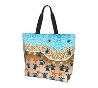 hhxvcv Turtle crawling on the beach Print Shoulder Bag for Women - Large Reusable Tote Bag, Storage Tote for Shopping, Travel, Beach