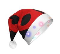 hhxvcv Unisex Cartoon ladybug Print LED Christmas Hat - Holiday Festive Headwear, Plush Santa Hat, Perfect for Everyday Wear