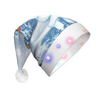 hhxvcv Unisex Hardworking snowman Print LED Christmas Hat - Holiday Festive Headwear, Plush Santa Hat, Perfect for Everyday Wear