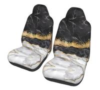 hhxvcv Universal Black White Gold Foil Marble Print Auto Front Seat Covers â€“ Fits Car SUV Sedan Truck, Washable, Breathable