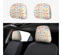 hhxvcv Universal Car Headrest Cover 2 Pcs - Colourful Birthday Wishes Full Print, Comfortable & Elastic, Perfect for Vans, SUVs, Trucks