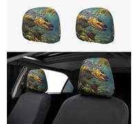 hhxvcv Universal Car Headrest Cover 2 Pcs - Fly Fish Full Print, Comfortable & Elastic, Perfect for Vans, SUVs, Trucks