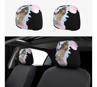 hhxvcv Universal Car Headrest Cover 2 Pcs - German Shepherd Dog Lovers Full Print, Comfortable & Elastic, Perfect for Vans, SUVs, Trucks