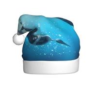 hhxvcv winter the dolphin Print Christmas Hat for Adults - Unisex Santa Hat, Xmas New Year Favors, Holiday Festive Headwear