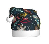 hhxvcv Women's Nutcracker Ballet Xmas Dance Print Christmas Hat for Adults - Unisex Santa Hat, Xmas New Year Favors, Holiday Festive Headwear