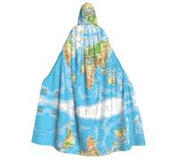 hhxvcv World Map Print Halloween Hooded Cloak Costume Cape for Party, Carnival, Comic Exhibition, Masquerade - Unisex Adult