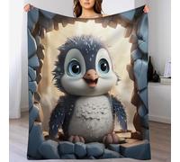 HHXXXHH Cute Penguin Blanket Throw Bedspread Soft Fluffy Warm Light Flannel Fabric Perfect for Adults Or Children's Gifts 130×150cm