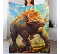 HHXXXHH Dinosaur Triceratops Throw Blanket Flannel Blankets Soft Warm Printed Throws for Bed, Couch And Sofa for Kids Teen Young Boys Girls, 100×130cm