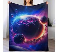 HHXXXHH Planet Starry Sky Blanket Soft All Season Couch Throw, Cozy Flannel Sofa Bed Microfiber Washable Bed Blankets, 100×130cm