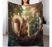HHXXXHH Squirrel Plush Throw Blanket for Girls Boys Kids Sofa Couch Bedroom Fleece Blankets Soft Four Seasons 100×130cm