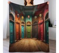 HHXXXHH Strange Coloured Doors Throw Blanket Kids Boys Girls Throws Printed Fluffy Soft Cozy Plush Blankets for Couch Bed Sofa 130×180cm
