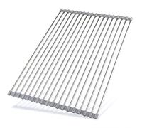 Hhyn Roll Up Dish Drying Rack 20.5"(L) x 13.8"(W) - Stainless Steel and Silicone Dish Drying Mat Over The Sink Foldable Drain Rack Multipurpose Dish Drainer Extra Large, Gray