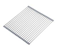Hhyn Roll Up Dish Drying Rack Over The Sink 17.7"(L) x 15.6"(W), Multipurpose Foldable Stainless Steel Kitchen Rollable Drainer Rack, Gray