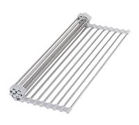Hhyn Roll-Up Sink Drying Rack 17.7"(L) x 13.8"(W) - Multipurpose Heat Resistant Over The Stainless Steel & Silicone Dish Rollable Kitchen Drainer, Gray