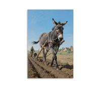 HHYXMJLL A Donkey Pulling A Plow in The Field, Steps Steady Forward Stylish Wall Hanging Art - Decorative Poster Mural08x12inch(20x30cm)