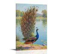 HHYXMJLL A Peacock Spreads Its Tail, Facing The Lake Stylish Wall Hanging Art - Decorative Poster Mural20x30inch(50x75cm)