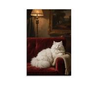 HHYXMJLL A Persian Cat Lying on The Sofa Backrest, Eyes Closed Stylish Wall Hanging Art - Decorative Poster Mural08x12inch(20x30cm)