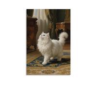 HHYXMJLL A Persian Cat Sitting on The Carpet Licking Its Paws, Movements Elegant Stylish Wall Hanging Art - Decorative Poster Mural24x36inch(60x90cm)