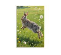 HHYXMJLL A Rabbit Hopping on The Grass, Suddenly Stopping to Perk Up Its Ears Stylish Wall Hanging Art - Decorative Poster Mural20x30inch(50x75cm)