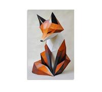 HHYXMJLL Abstract Fox Built from A Triangle And Two Curves, Forming Clever Repose Stylish Wall Hanging Art - Decorative Poster Mural24x36inch(60x90cm)