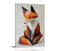 HHYXMJLL Abstract Fox Built from A Triangle And Two Curves, Forming Clever Repose Stylish Wall Hanging Art - Decorative Poster Mural20x30inch(50x75cm)