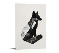 HHYXMJLL Abstract Fox Silhouette Defined by Quiet Geometry, Elegantly Set Against Minimal Solid Background. Stylish Wall Hanging Art - Decorative Poster Mural24x36inch(60x90cm)