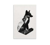 HHYXMJLL Abstract Fox Silhouette Defined by Quiet Geometry, Elegantly Set Against Minimal Solid Background. Stylish Wall Hanging Art - Decorative Poster Mural24x36inch(60x90cm)