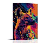 HHYXMJLL Abstract Hyena Silhouette Softly Emerging from Harmonious Multicolor Linear Patterns on Pure Background. Stylish Wall Hanging Art - Decorative Poster Mural20x30inch(50x75cm)