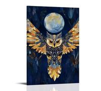 HHYXMJLL Abstract Owl With Wide Wings Made from Circles And Triangles Over A Midnight Blue Backdrop. Stylish Wall Hanging Art - Decorative Poster Mural16x24inch(40x60cm)