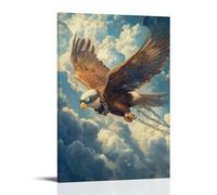 HHYXMJLL An Eagle in Aviator Goggles Dives through Clouds, Wings Tucked, A Trail of Feathers Behind. Stylish Wall Hanging Art - Decorative Poster Mural20x30inch(50x75cm)