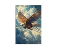 HHYXMJLL An Eagle in Aviator Goggles Dives through Clouds, Wings Tucked, A Trail of Feathers Behind. Stylish Wall Hanging Art - Decorative Poster Mural24x36inch(60x90cm)
