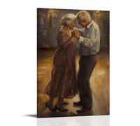 HHYXMJLL An Elderly Couple Dancing in An Empty Ballroom, Textured Brushwork Emphasizing Their Wrinkled Hands And Faded Elegance. Stylish Wall Hanging Art - Decorative Poster Mural12x18inch(30x45cm)