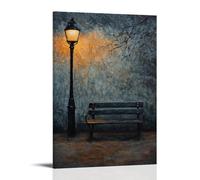HHYXMJLL An Empty Park Bench at Dusk, Illuminated by A Lone Streetlamp, Textured Oil Layers Evoking Solitude Stylish Wall Hanging Art - Decorative Poster Mural08x12inch(20x30cm)