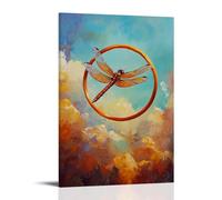 HHYXMJLL Animal Oil Painting- A Dragonfly Hovering through Sky Hoops during A Vertical Race Stylish Wall Hanging Art - Decorative Poster Mural16x24inch(40x60cm)