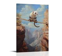 HHYXMJLL Animal Oil Painting- A Ferret Doing A Balance Beam Routine over A Canyon Rope Bridge Stylish Wall Hanging Art - Decorative Poster Mural16x24inch(40x60cm)