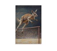 HHYXMJLL Animal Oil Painting- A Kangaroo Performing A High Jump over A Bar in An Olympic Arena. Stylish Wall Hanging Art - Decorative Poster Mural20x30inch(50x75cm)