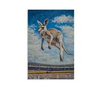 HHYXMJLL Animal Oil Painting- A Kangaroo Performing A High Jump over A Bar in An Olympic Stadium. Stylish Wall Hanging Art - Decorative Poster Mural12x18inch(30x45cm)